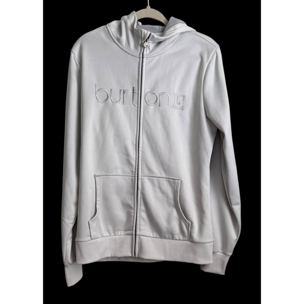Burton Dryride Hoodie Women XL White Gorpcore Full Zip Embroidered Logo